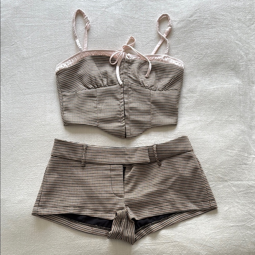 Checkered Crop Top and Shorts Set